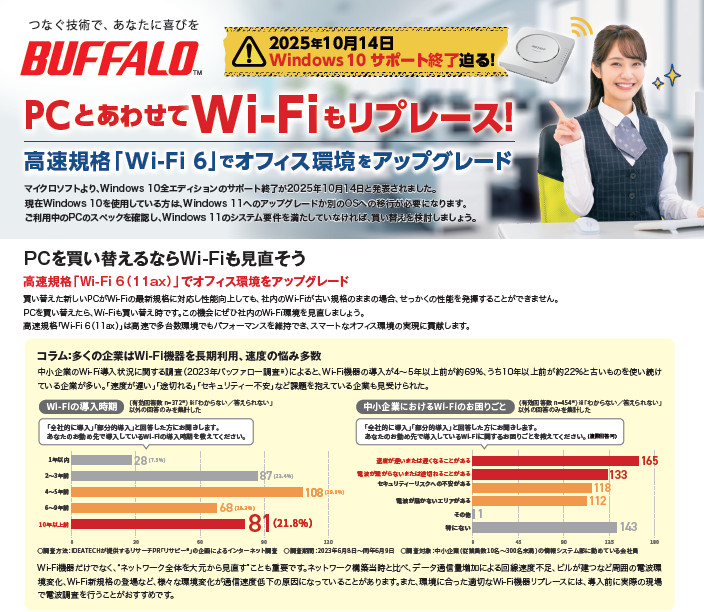 BUFFALO Wi-Fi６(11ax)　リプレース！